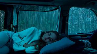 Sleep in a Cozy Car Through a Rainy Forest Night | Heavy Rain and Thunder Sounds for Deep Rest
