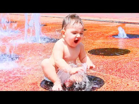 Funny Baby Playing With Water - Cute Baby Outdoor Videos