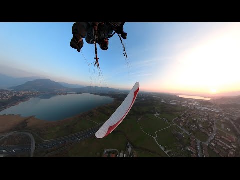 Scenic 120k triangle around Lake Como with wingman Dani - XC Paragliding Hyperlapse