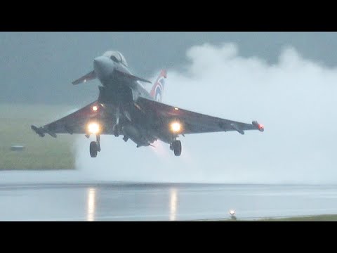INCREDIBLE RAF Typhoon display in torrential rain - RIAT '23