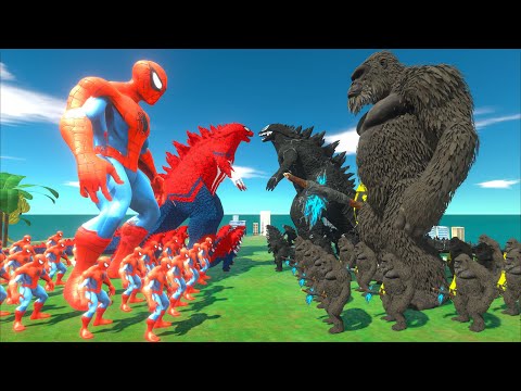 Growing Spiderman x Spider GODZILLA VS Venom GODZILLA x Kong - Animal Revolt Battle Simulator