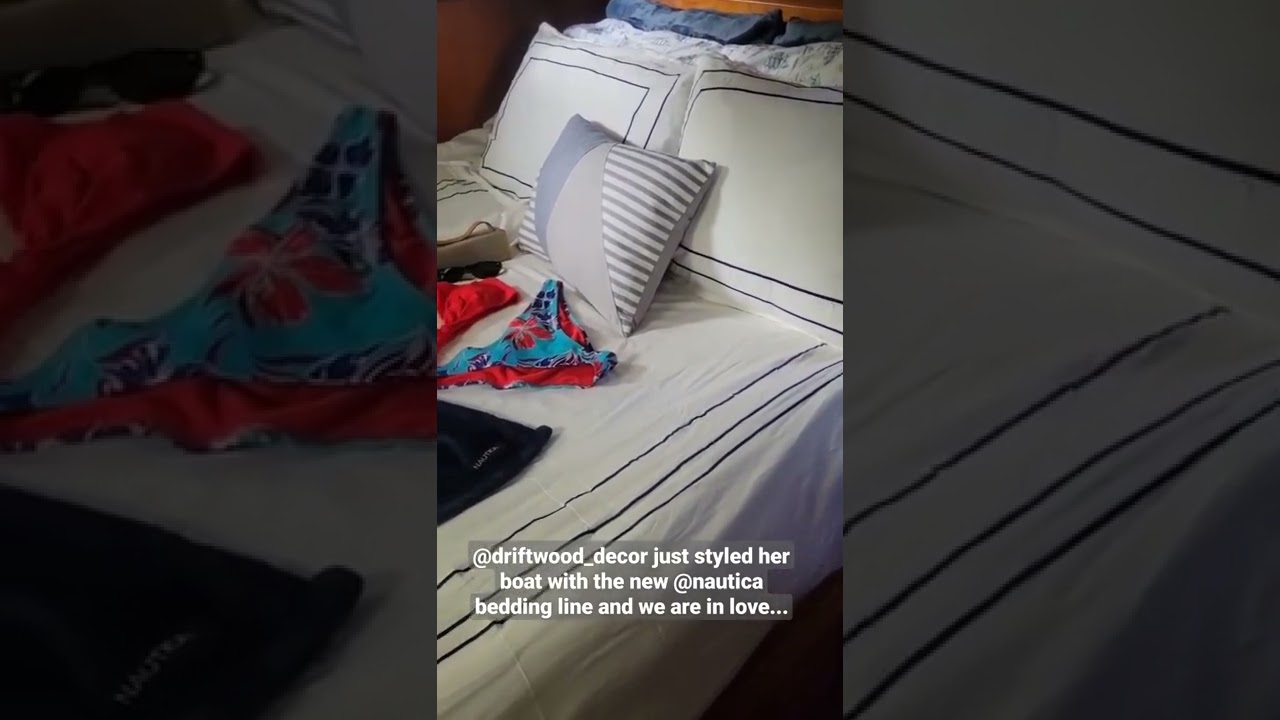 @driftwood_decor just showcased her new @nautica bedding, styled perfectly in her boat bedroom 😍