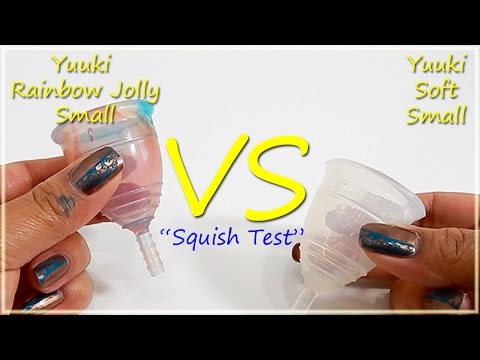 Yuuki Rainbow Sm vs Yuuki Soft Sm "Squish Test" - Menstrual Cups