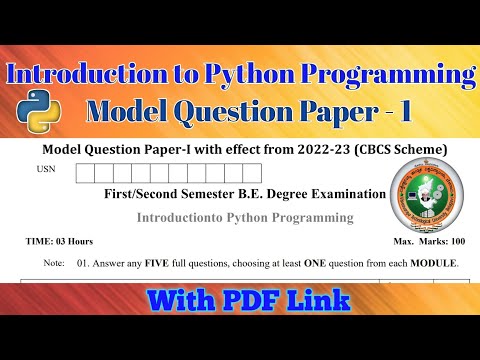 Vtu Introduction To Python Programming Model Question Paper Set 1 Vtu Python