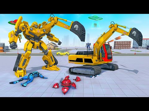 Excavator Crane Robot Car Transform Game 2026 - Android Gameplay