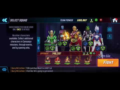 Alliance War - Infinity Watch vs. Heroes for Hire w/Kestrel 90k or 150k punchup