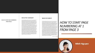 How to start page numbering at 1 on Page 3