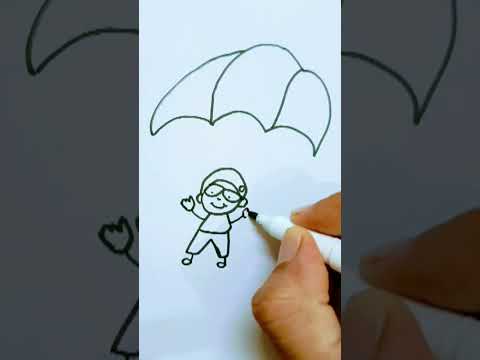 parachute 🪂 with kid 🧍 drawing #drawing #viral #viralshorts #trending #tungtungtungsahur #art