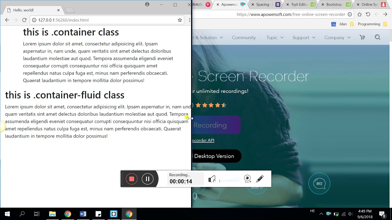 bootstrap container vs container fluid