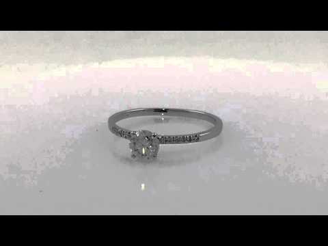 0.70 CT D/SI2 ROUND DIAMOND ENGAGEMENT RING 14 K WHITE GOLD