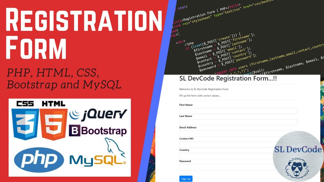 PHP Tutorials & Project 02 - Create a Registration Form Using PHP, HTML, CSS, Bootstrap and MySQL