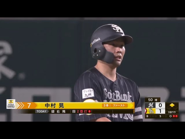 【3回裏】ホークス・中村晃 先制のタイムリ―2ベースヒット!! 2020/10/11 H-M
