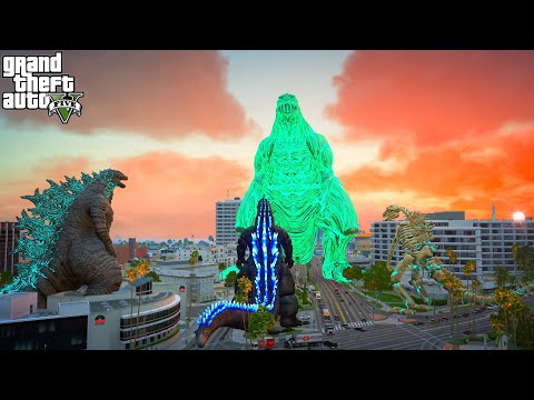 Mother Godzilla Earth vs Skeleton Godzilla and Heisei Godzilla and Legendary Godzilla - GTA 5 Mods