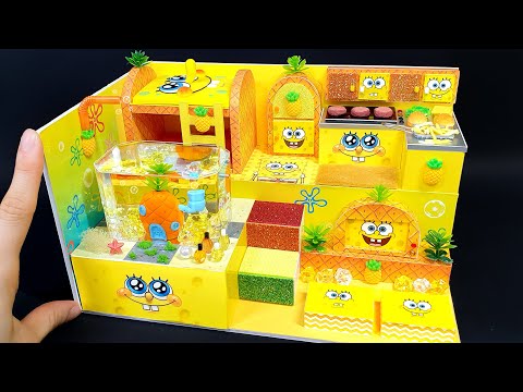 DIY Miniature Spongebob Board House # - Spongebob Yellow&Pineapple Board house ｜Bedroom , kithchen ~