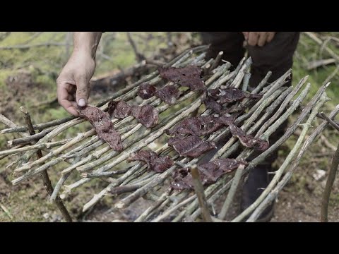 3 days solo bushcraft trip - drying meat, beach and forrest, bedroll, sleeping under the stars etc.