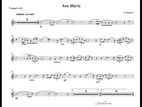 Schubert, Franz - Ave Maria - piano backing track for trumpet Bb