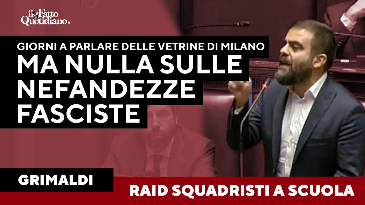 Grimaldi: "Giorni a parlare delle vetrine rotte a Milano, non una parola sulle nefandezze fasciste"