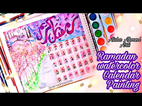 Ramadan calendar 2022 || watercolor Calendar painting ||1443 Hijri Shaban & Ramadan Islamic calendar