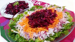 Salata İçin Mor Lahana Hazırlanışı, Turşu Tadında Mor Lahana Salatası