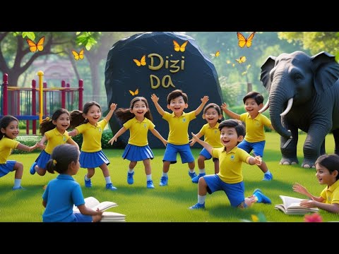 Dizi Da and her friends are happily running around the school garden. ABC #kids