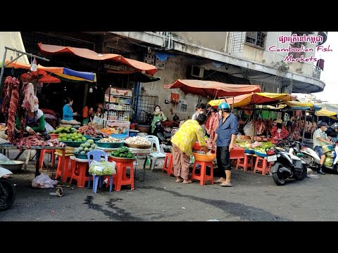 Derm Kor Street Market in the Morning [Cambodian Fish Markets]