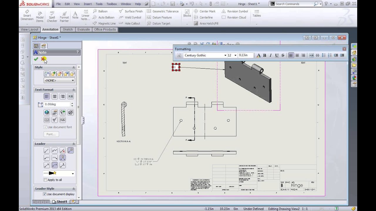 SolidWorks 2013 Fundamentals Annotation, Dimensions, Exploded View Part 6 Tutorial