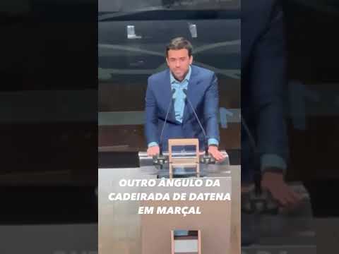 Datena agride Marçal com cadeirada durante o debate na TV Cultura.