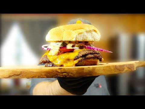 4K Smash Burger 🍔 How to make a SmashBurger | Burger Iron USA Sasquash Burger Smasher