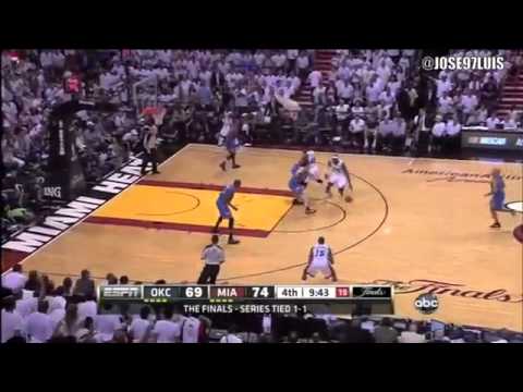 James Jones 3 & Udonis Block on Fisher Heat vs OKC Finals Game 3 [HD] 17 June 2012