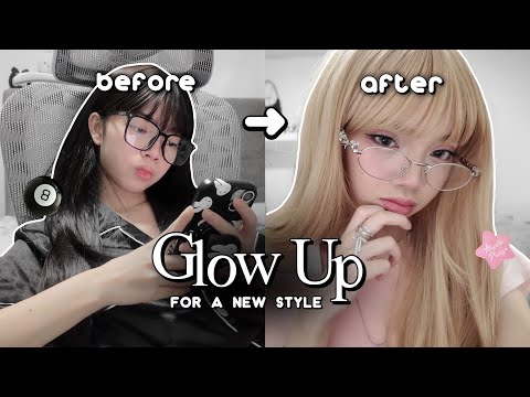 GLOW UP WITH ME *trying out a new style!*🐰🎀  thrifting an outfit, new makeup, and going blonde?