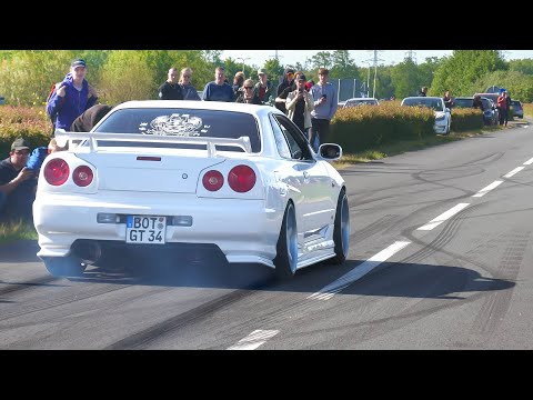 JDM Tuner Cars leaving JAPFEST 2023 | Wild Powerslides, Flames & Bangs, Accelerations, ...