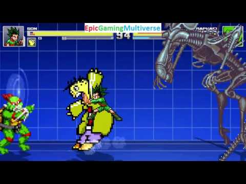The Alien Queen And Raphael VS Gon Freecss And Ed In A MUGEN Match / Battle / Fight