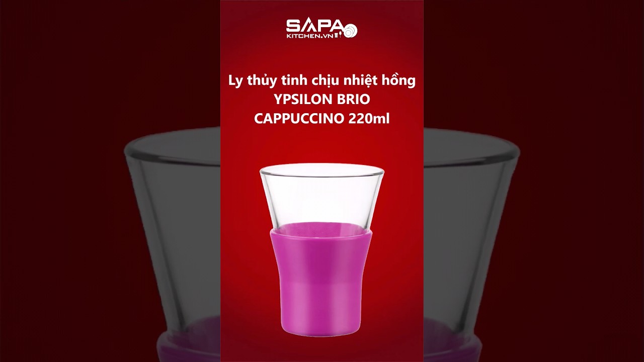 Ly thủy tinh chịu nhiệt Ypsilon Brio cappuccino 22cl màu hồng