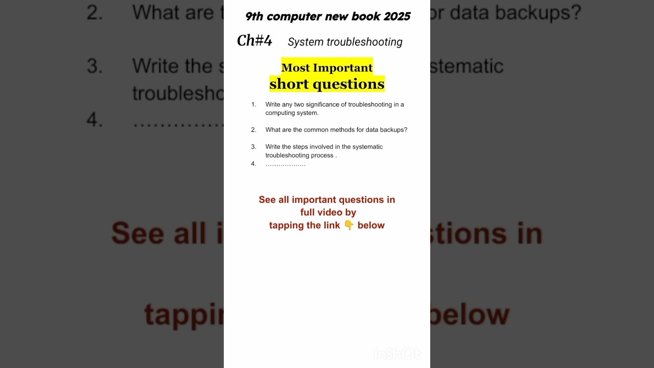 Class 9 computer New Book | Chapter 4 | important short questions | important questions #exam2026