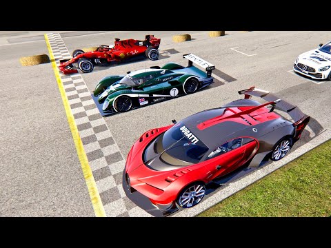Ferrari F1 2019 vs Bugatti Vision GT Engine Ferrari F1 2004 vs Bentley Speed 8 - Old Monza