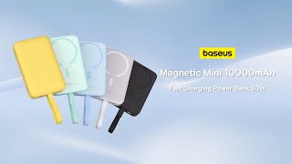 بيسوس بنك طاقة مغناطيسي صغير لاسلكي سريع الشحن من النوع C بقوة 30 ابيض