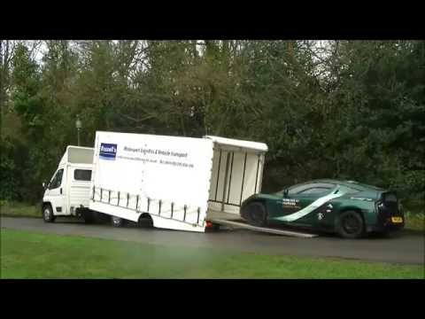 Covered Car Transport - RUSSELLS TRANSPORT Loading a Delta E4 Coupe Electric Car