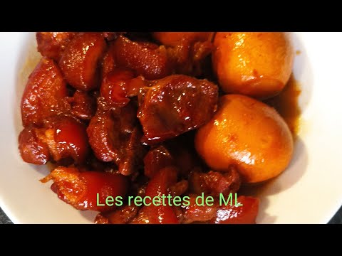 100-Porc, œuf caramélisé au jus coco (Recette rapide)