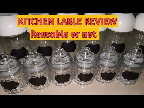 Kitchen label review,how to stick in glass container/reusabl...