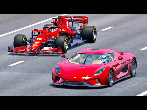Ferrari F1 2020 vs Koenigsegg Regera - Drag Race 20 KM