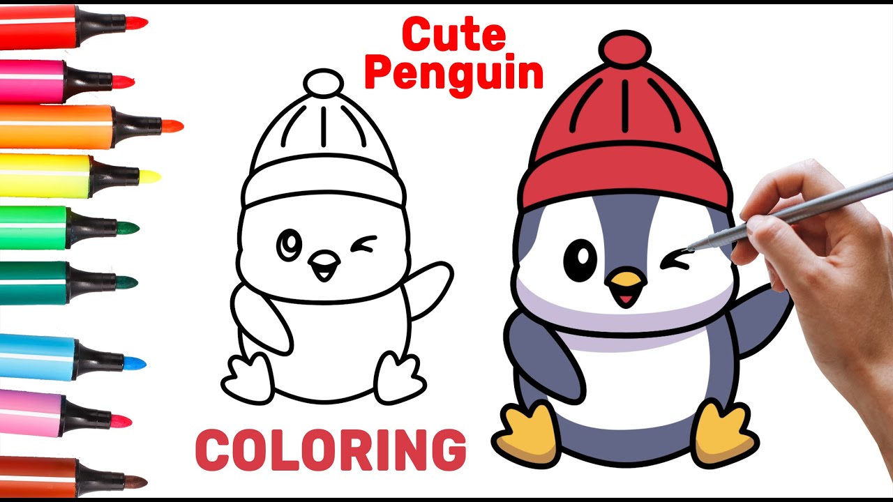 Cute penguin coloring page