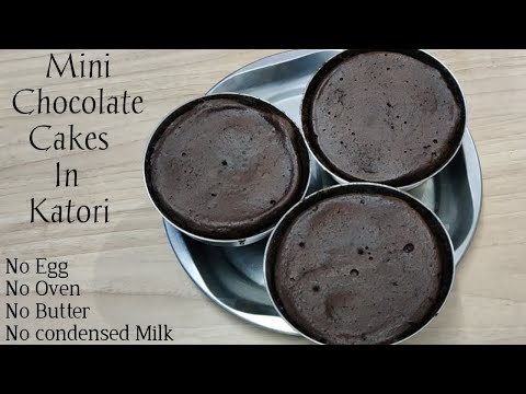 Mini Chocolate Cakes In Katori|Chocolate cake recipe without oven, egg, butter
