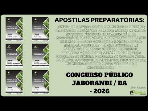 Apostilas Concurso Prefeitura de Jaborandi / BA -  2026, Diversos Cargos