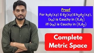 Cauchy Sequence in Equivalent Metrics | L26 | TYBSc Maths | Completeness ‪@ranjankhatu‬