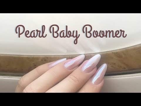 Acrylic pearl baby boomer almond nails