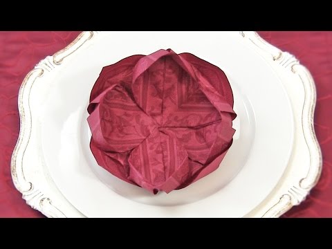 SERVIETTEN falten LOTUSBLÜTE Anleitung, Lotusblüte aus Serviette falten