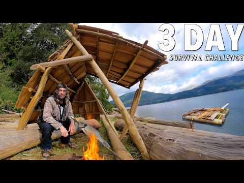 Driftwood Survival Shelter and Raft 3 Day Survival Challenge | Full Build