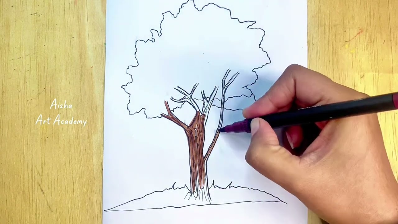 How to draw a tree for kids and beginners