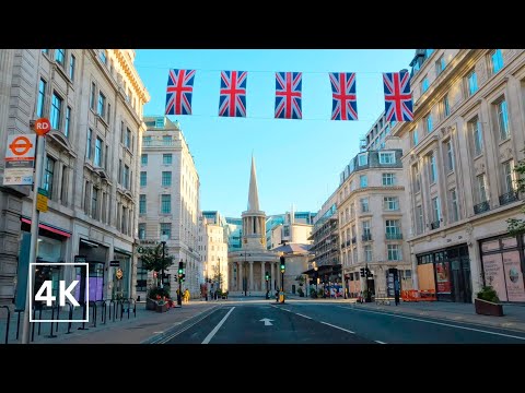 London 4K - Driving Downtown - Mayfair London's West End - England
