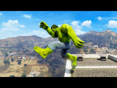 GTA V HULK Falling off Highest Buildings & Ragdoll Fails